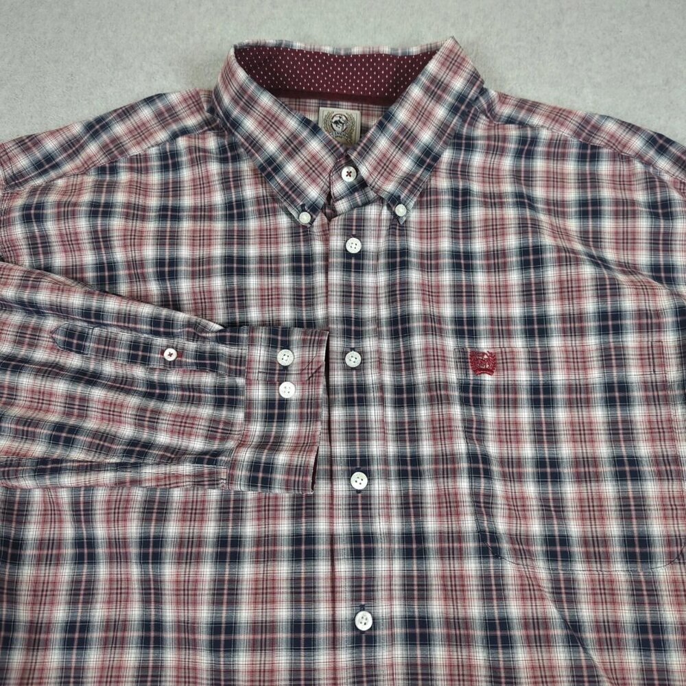 Cinch Shirt Men's XL Red Plaid Long Sleeve Button Down Western Cowboy Rodeo